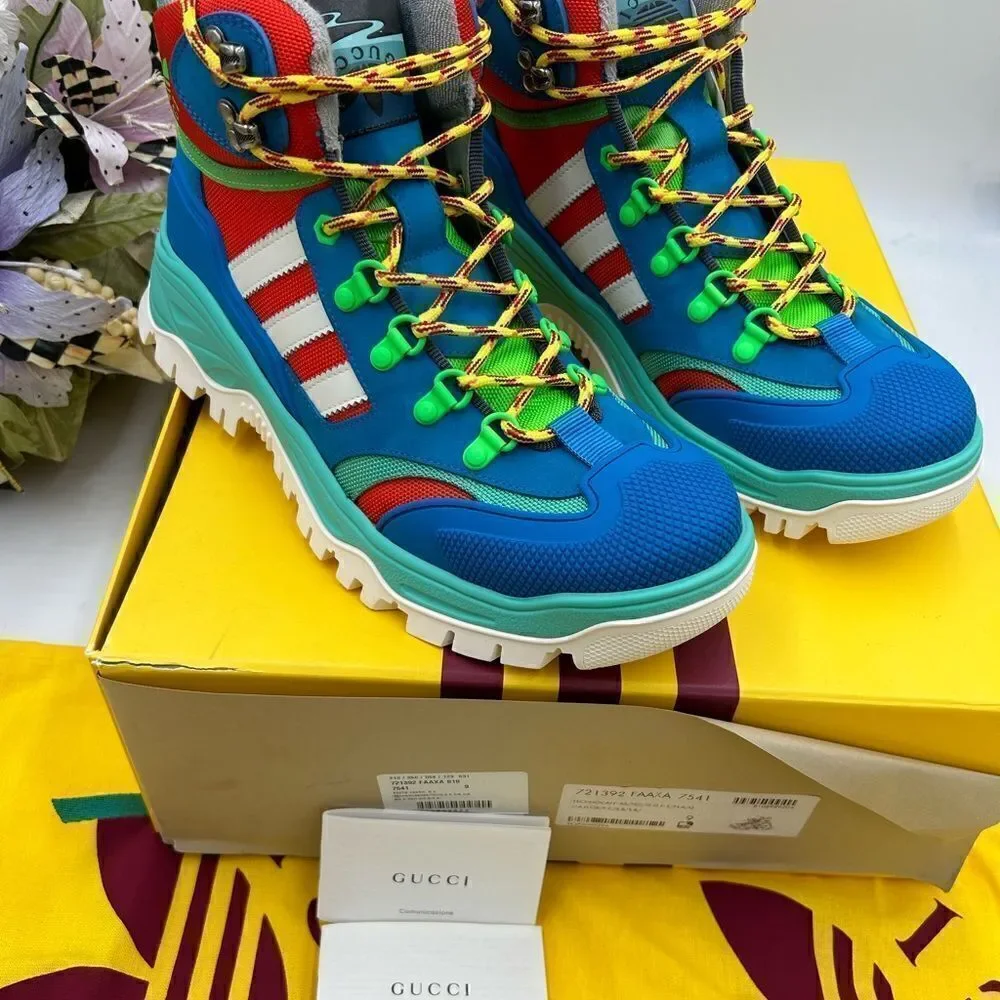 Men’s Gucci, X Adidas, lace up trainer, boot size 9 made in Italy